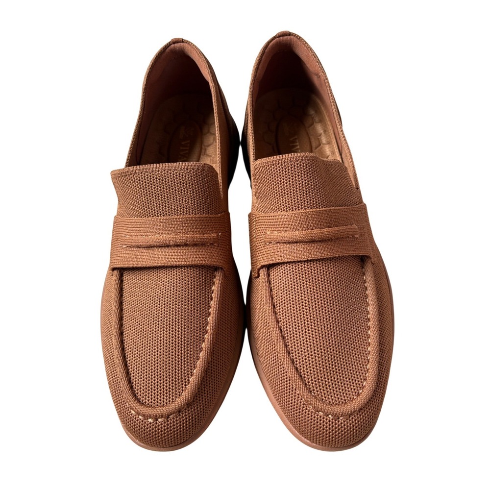 Vivaia Brown Knit Walker Pro Hybrid Penny Loafersn US 8 EU 39 Slip On Flats NEW - Picture 10 of 10